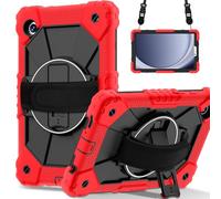 Kids Case for Samsung Galaxy Tab A11 8.7 Inch 2025 360 Rotating Hand Strap/Shoulder Strap/Kickstand/Shockproof Hybrid Cover for Samsung Galaxy Tab A11 8.7" SM-X130/X133/X135 Red