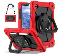 Kids Case for Samsung Galaxy Tab A11 Plus 11 Inch 2025 Model 360 Rotating Hand Strap/Shoulder Strap/Kickstand/Hangable Shockproof Hybrid Cover for Samsung Tab A11+ Red