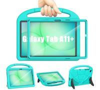 Kids Case for Samsung Galaxy Tab A11+ Plus 11inch 2025/Galaxy Tab A9+ Plus 11inch 2023, Mansiruyi Lightweight Shockproof Samsung A11 Plus/A9 Plus Tablet Case with Screen Protector Handle Stand - Cyan