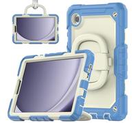 Kids Case for Samsung Galaxy Tab A11 Plus A11+ 2025/ Galaxy Tab A9 Plus A9+ 11-inch 360 Rotating Hand Strap/Kickstand/Hangable Case Heavy Duty Shockproof Cover with Shoulder Strap Dusty Blue