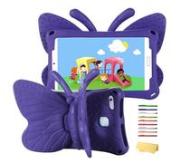 Kids Case for Samsung Galaxy Tab A7 Lite 8.7 Inch 2021 (SM-T220/T225/T227) with Handle/Kickstand, UUCOVERS Soft EVA Foam Shockproof Lightweight Stand Cute 3D Cartoon Girls Boys Cover, Purple Butterfly