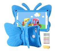 Kids Case for Samsung Galaxy Tab A7 Lite 8.7 Inch 2021 (SM-T220/T225/T227) with Handle/Kickstand, UUCOVERS Soft EVA Foam Shockproof Lightweight Stand Cute 3D Cartoon Girls Boys Cover, Blue Butterfly