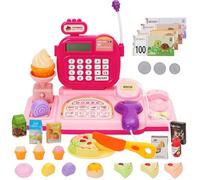 Kids Cash Register Toy with Scanner & Sounds - Pretend Play Supermarket Set with Play Money, Credit Card & Calculator | Educational Role-Play Gift for Ages 3+