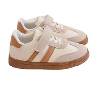 Kids Casual Lace-Up Striped Trainers, Girls & Boys, Casual, School, Comfort, Fashion (White/Beige, UK Footwear Size System, Little Kid, Women, Numeric, Medium, 11)