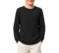 Kids Casual T Shirts Long Sleeve Crewneck Winter/Fall Boys Basic Tees Tops for Daily 13-14 Year Black