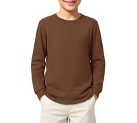 Kids Casual T Shirts Long Sleeve Crewneck Winter/Fall Boys Basic Tees Tops for Daily 13-14 Year Brown