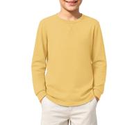 Kids Casual T Shirts Long Sleeve Crewneck Winter/Fall Boys Basic Tees Tops for Daily 13-14 Year Light Yellow