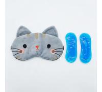 Kids Cat Sleep Mask, 1PCS Soft Eye Cover | Includes reusable hot/cold gel insert for home, travel, or sleep. Blackout light blocking blindfold for girls and boys.