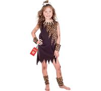 Kids Cave Girl Costume S - XL Childs Stone Age Fancy Dress Book Day Caveman