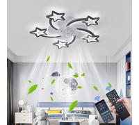 Kids Ceiling Fans with Lights and Remote 6 Speed Dimmable Fan Light Ceiling Reversible Winter Summer Silent Ceiling Fans with Lamps APP Timer Stars Design for Bedroom Living Room Lounge-Black