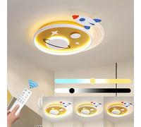 Kids Ceiling Light 38W LED Ceiling Lamp Dimmable with Control Remote Reading Light Modern Rocket Design Night Light Cartoon Planet Pendant Light for Boy Girl Childrens Room Nursery Bedroom Living Room