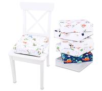 Kids Chair Booster Elevated Seating Cushion - 32x32x8 cm - OAM Filling Removable and Washable Cover Rose Pink Comfortable Support at Dining Table Dinosaur