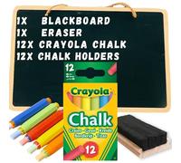 Kids Chalkboard Set With Crayola Anti-Dust Chalk - Includes Compatible Blackboard, Board Eraser & Chalk Holders - Creative Drawing & Educational Play For Children