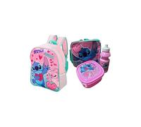 Kids Character Backpack Set - Standard & Deluxe 4-Piece School Set with Backpack, Lunch Bag, Water Bottle & Snack Container - Lightweight, Durable, Perfect for School (Standard Stitch Angel)