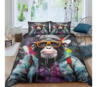 Kids Children Adults Duvet Cover Sets Easy Care Printed Quilt Cover Sets Bedding Sets 3 Pieces Single 135X200 Cm Duvet Set, Boysgirls Christmas Birthday Gifts Animal Monkey-134484873
