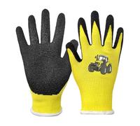 Kids Children Garden Gloves, Latex Rubber Palm Coated, Knitted Lining, Flexible, Snug, Firm, Kindergarten, Preschool Kids, Soft and Fun,Age 3-5 Years Old Yellow, Size 4 (4/XXXS)