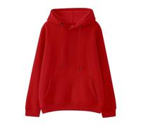Kids Children Girls Boys Plain Sweatshirt Winter Long Sleeve Pocket Hoodie Tops PE School Warm Hooded Sweatshirt Solid Basic Daily Loose Fit Hoodies with Drawstring (Red, 3-4 Years)