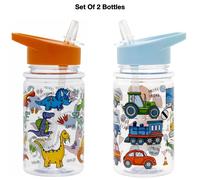 Kids Children Juice Drinking Water Bottle Folding Straw Set Of 2 Bottles