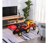 Kids Children Pedal Go Kart Ride On Toy Car Excavator Tractor w/ Moving Bucket Steering Wheel Removable Digger For 3 - 6 Years