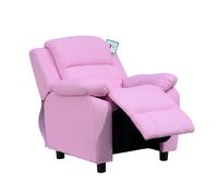 Kids Children Recliner Lounger Armchair Games Chair Sofa Seat PU Leather Look w/ Storage Space on Arms Pink