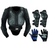 Kids Children’s Safety Protective Reflective Body Armor Suit Back Protector Great for Sporting Activities with Knee Pad & Hard Knuckle Gloves Sleeveless Suit