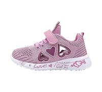 Kids Children Sports Shoes Spring/Summer Colorful Mesh Hollow Out Heart Shaped Pattern Letter Printed Casual Shoes Party Birthday School Toddler Girls Shoes Size 9 (Purple, 12 Little Child)