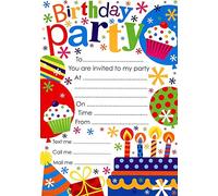 kids childrens birthday party invitation pack of 20 invites with envelopes