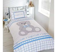 Chilldren Bedding Set, Blue Single Duvet Cover for Boys and Girls featuring Teddy Bear, Snuggle and Cuddle Duvet Cover Set