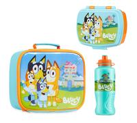 Bluey Lunch Box 3 Piece Set with Insulated Lunch Bag Snack Box BPA Free 430ml Water Bottle - for Preschool Nursery Travel or Day Trips - Kids Lunch Box Set
