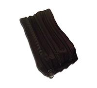 Kids Childrens Triple Pocket Zip Rectangular Large Fabric Pencil Case Stationery For School | Office (Black)