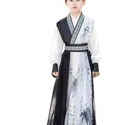 Kids Chinese Traditional Knight-Errant Style Improved Hanfu Stage Costume Boy Fashion Handsome Tang Suit 110-160 (Type B,150)