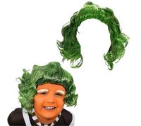 Kids Chocolate Factory Worker Wig Green Curly Pack of 2 World Book Day | pack of 2 green curly wigs, chocolate factory worker character, world book day, roald dahl day, one size fits most