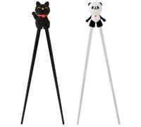 Kids Chopsticks, Training Chopsticks for Beginners, 2 Pairs with Rebound Hinge Design, Non-Slip Grip Practice Tools for Mealtime Learning, Panda and Lucky Cat Themed Utensils