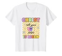 Kids Christ is Risen Cute Retro Easter Christian Bunny Funny T-Shirt