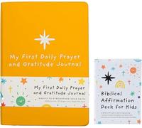 Kids Christian Journal and Biblical Affirmation Cards Bundle - My First Daily Prayer Journal and Scripture Affirmation Deck for Children - Christian Gift Set for Kids, Faith and Prayer Journal