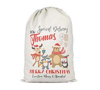 Kids Christmas Animals Present Sack - Personalised Christmas Gifts For Him or Her - Special Gift Bag, XL