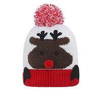 Kids Christmas Beanie Hat Cute Fur Ball Small Bell Deer Christmas Knitted Hat Decorations Costume for Children Boys Girls Christmas New Year Gifts Festive Holiday Outfit Party Supply 1-8 Years Old