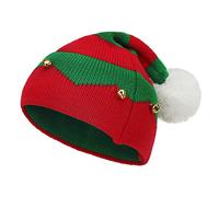 Kids Christmas Beanie Hat Cute Fur Ball Small Bell Deer Christmas Knitted Hat Decorations Costume for Children Boys Girls Christmas New Year Gifts Festive Holiday Outfit Party Supply 1-6 Years Old