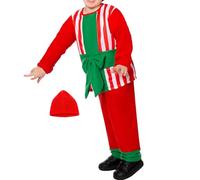 Kids Christmas Cosplay - Party Outfit Complete Set, Top Pants Hat Costume, Vibrant Holiday Ensemble | Suitable for School Birthday Parties Carnival Events Dress Up Creative Fun Children Boys Girls