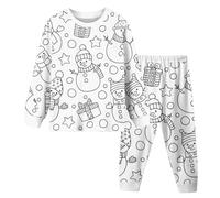 Kids Christmas Costume Personalised DIY Colour In Top & Pants Craft Outfit | Christmas Santa Snowman Tree Printed, Family Craft Activities, Fun Gift for Boys and Girls 2-9Y, Christmas and World Book Day