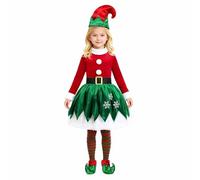 Kids Christmas Elfs Costume, Family Wear Santa's Helper Fancy Dress Costume, Xmas Elfs Outfit For Holiday Parties, Funny Jester Cosplay Outfit with Elf Hat, Long Striped Socks, Shoes & Belt