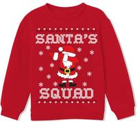 Kids Christmas Jumper Boys Girls Sweatshirt Xmas Unisex Jumpers Santa Squad Tops 100% Cotton Clothing Toddler Crew Neck Long Sleeve Casual Winter Clothes Age 5 6 Years