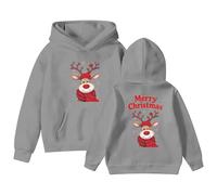 Kids Christmas Jumper Boys Sweatshirt - Kids Pullover Hoodie Festive Print Cozy Fleece Soft Warm Top for Girls and Boys Holiday Family Outfit Playwear (Grey 13-14 Years)