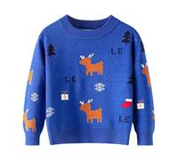 Kids Christmas Jumpers Girls Kids Reindeer Design Pullover Knitted Sweater for Boys and Girls Cozy Autumn Winter Wear Soft Warm Yarn Casual Top