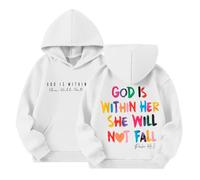 Kids Christmas Jumpers - God Is Within Her She Will Not Fall For Verse Preppy Top (White, 3-4 Years)