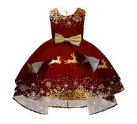 Kids Christmas Outfits My First Outfit Boy Baby Girl Girls Festive Party Dress Elegant Sleeveless Santa Design Formal Gown for Toddler Holiday Celebration Brick Red
