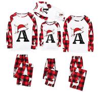 Kids Christmas Pyjamas Plus Size Pajamas Long Sleeve Tshirt Top Plaid Pant Set Funny Novelty Nightwear Family Pyjama Set Cute Xmas Word Print Sleepwear Xmas Pajamas For Men Women Kids Baby Onesie