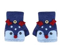 Kids Christmas Reindeer Gloves, Convertible Flip Top Half Finger Mittens, Winter Warm Knit - Plush for Boys & Girls (3-9 Years)