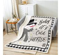 Kids Christmas Snowman Throw Blanket Snowflake Winter Fleece Blanket,Girls Boy Home/Xmas Cabin Decor,Geometric Grids Lattice Cozy Throws for Bed Couch Sofa, Soft and Breathable(90 x 90 Inches)