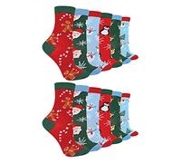 Kids Christmas Socks | Sock Snob | Novelty Fun Pattern Xmas Gift Socks for Boys & Girls (12-3, 12 Pack)